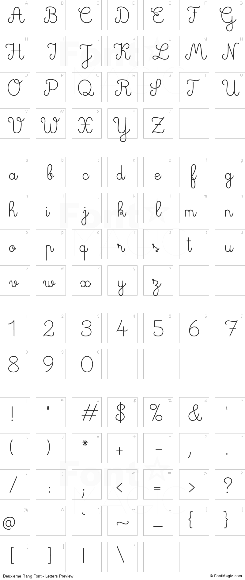 Deuxieme Rang Font - All Latters Preview Chart
