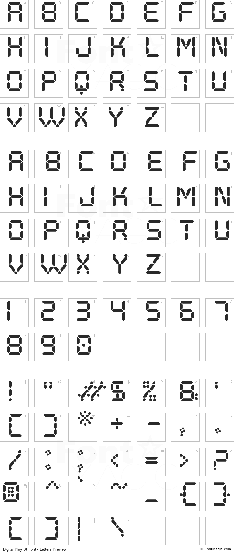 Digital Play St Font - All Latters Preview Chart