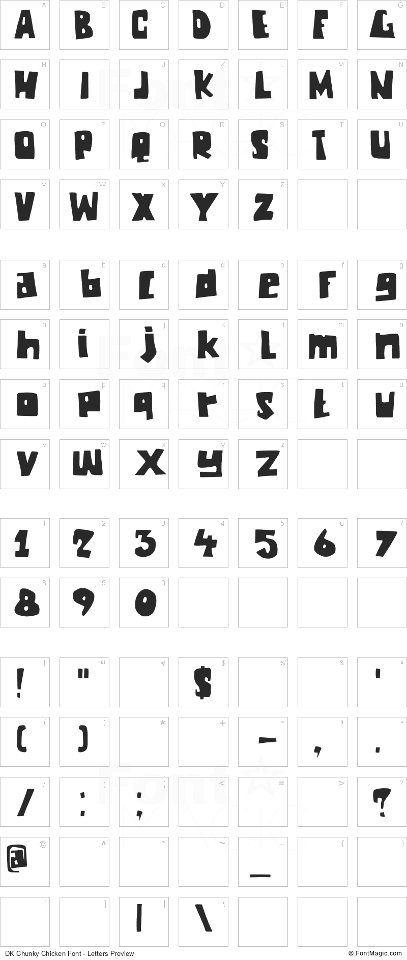 DK Chunky Chicken Font - All Latters Preview Chart