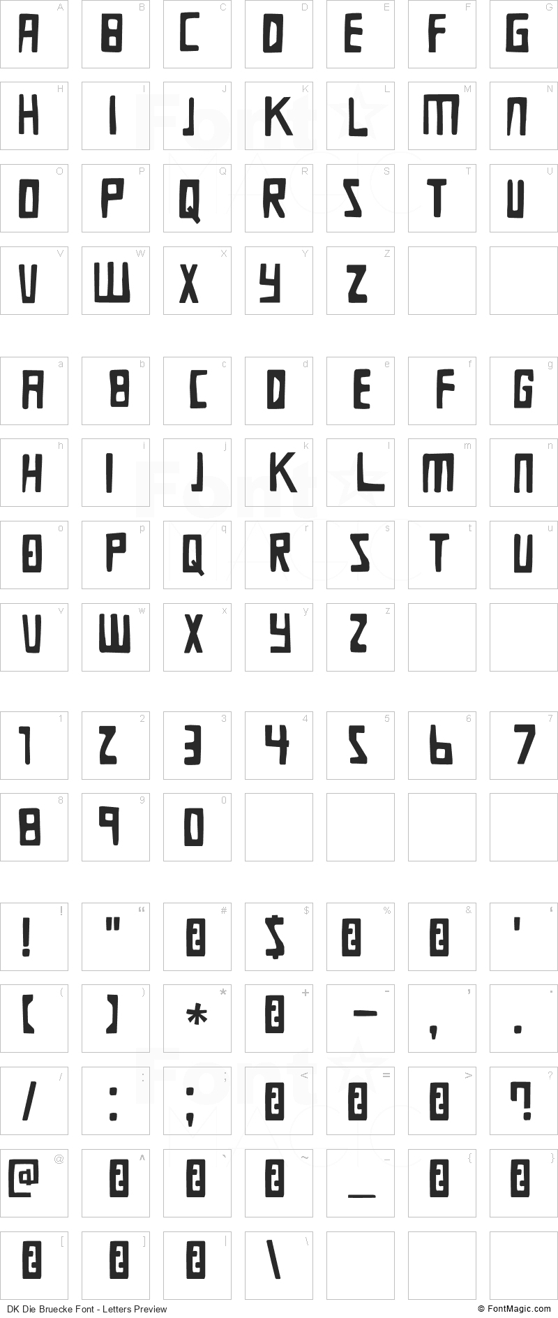 DK Die Bruecke Font - All Latters Preview Chart