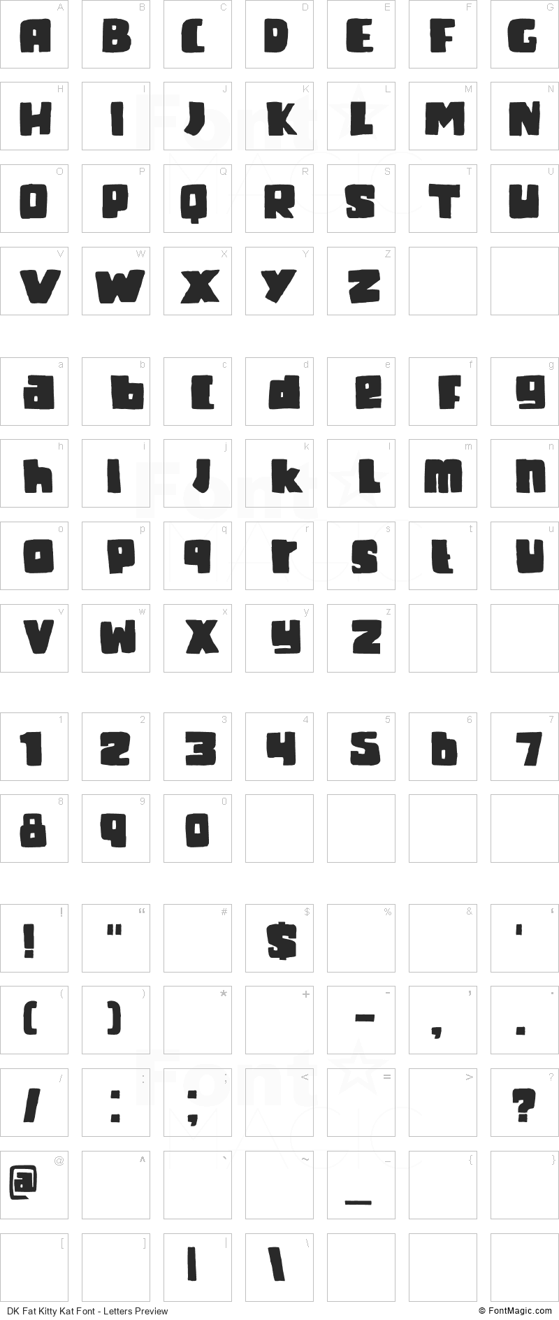 DK Fat Kitty Kat Font - All Latters Preview Chart