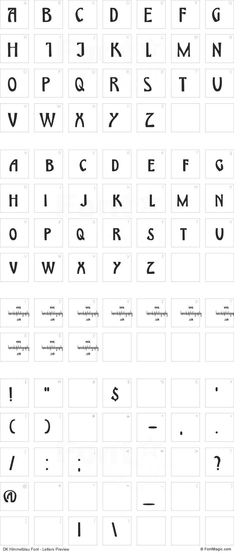 DK Himmelblau Font - All Latters Preview Chart