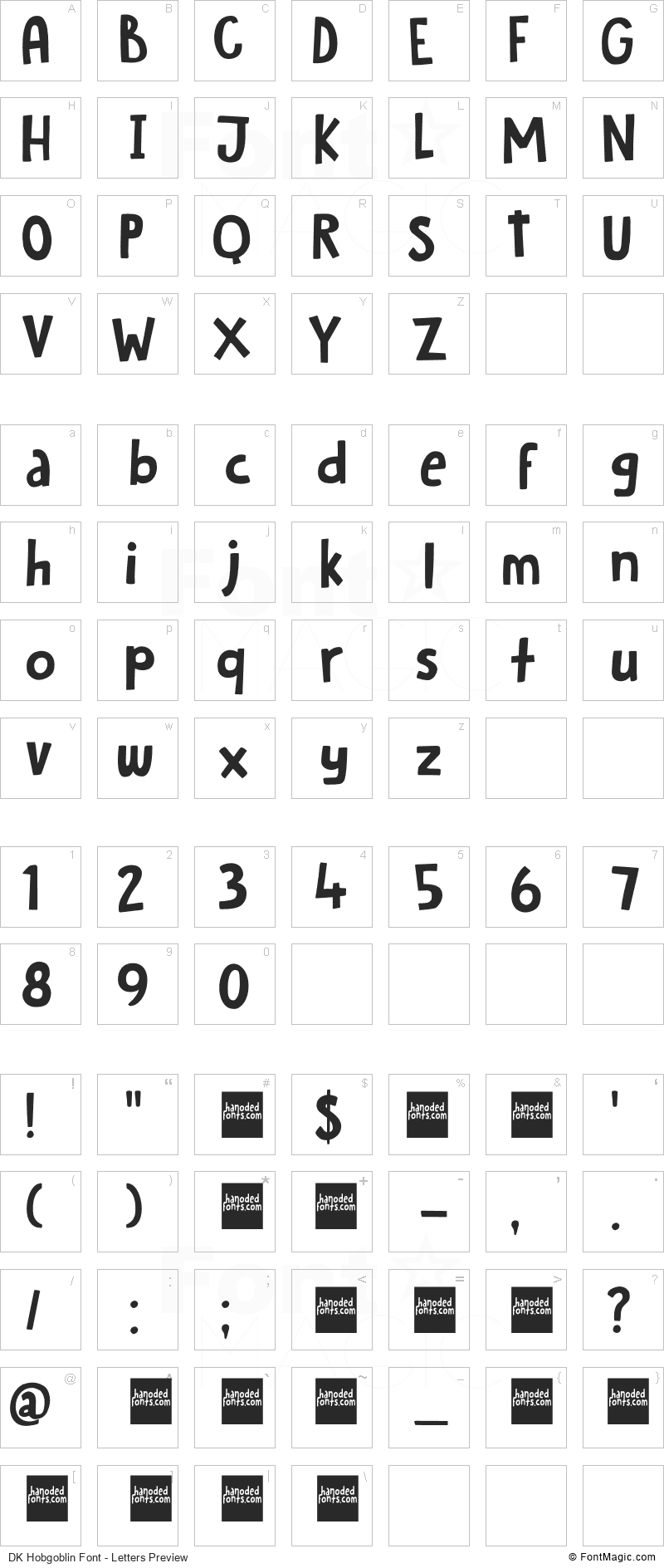 DK Hobgoblin Font - All Latters Preview Chart