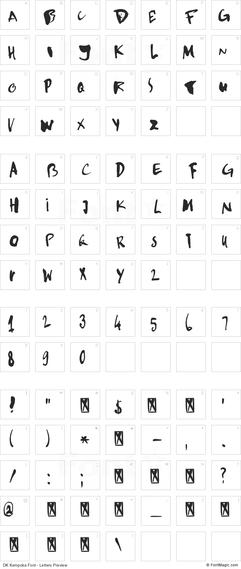 DK Kempoka Font - All Latters Preview Chart