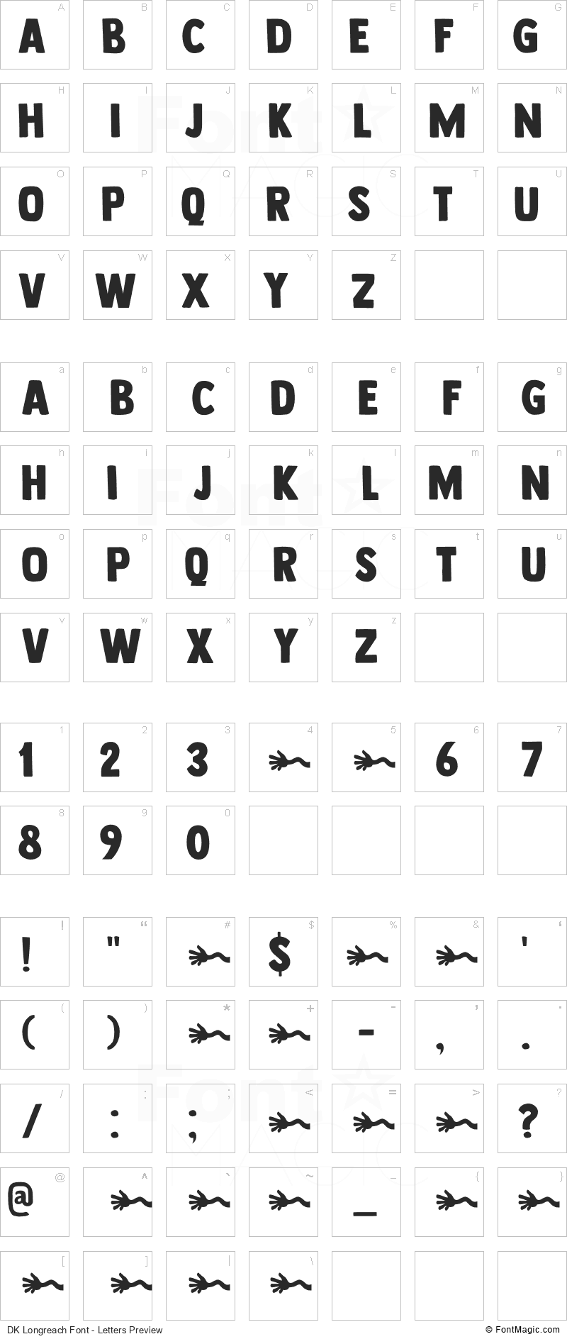 DK Longreach Font - All Latters Preview Chart