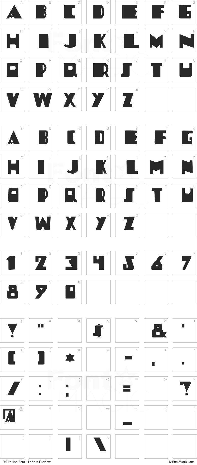 DK Louise Font - All Latters Preview Chart