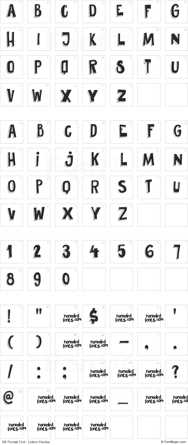 DK Pundak Font - All Latters Preview Chart