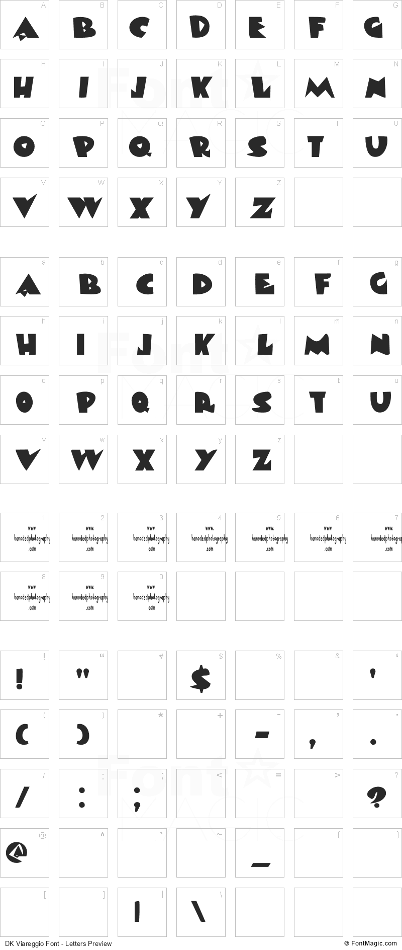 DK Viareggio Font - All Latters Preview Chart