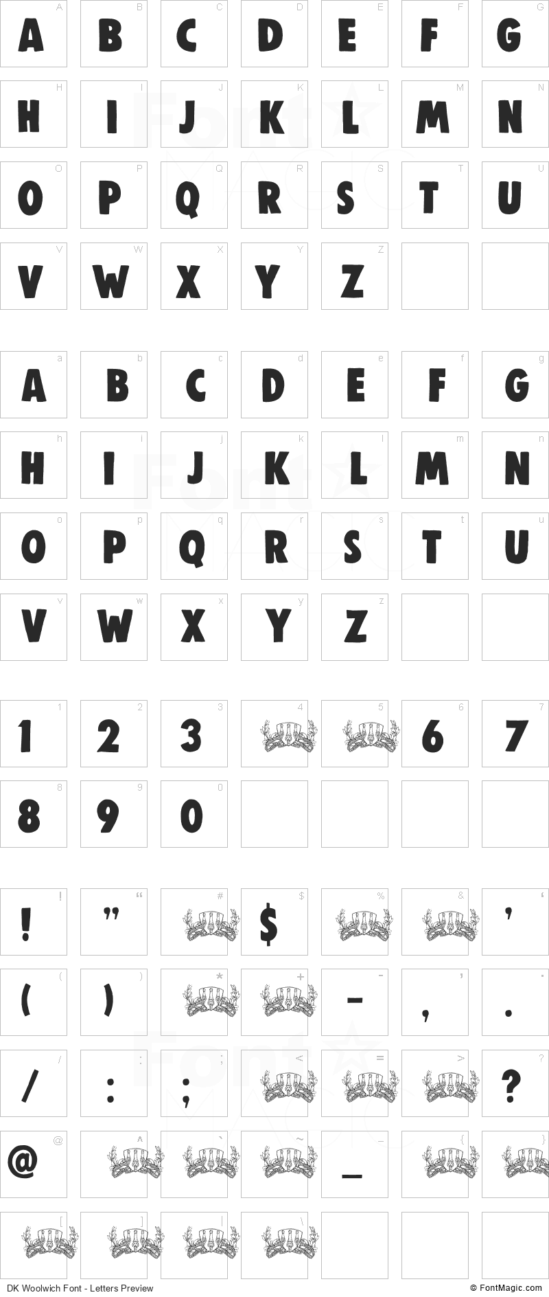 DK Woolwich Font - All Latters Preview Chart