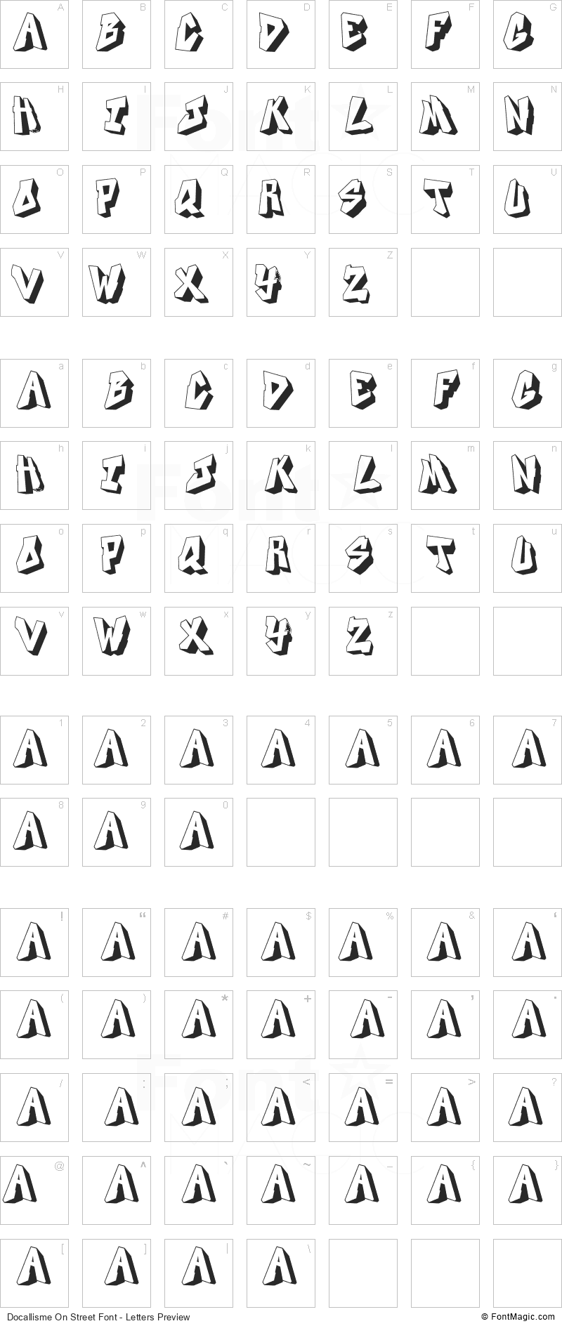 Docallisme On Street Font - All Latters Preview Chart