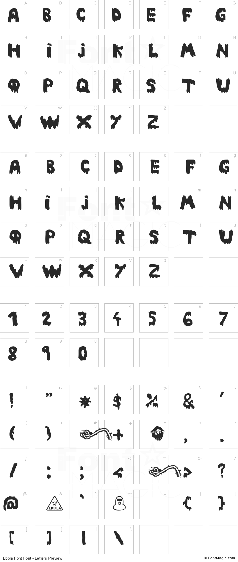 Ebola Font Font - All Latters Preview Chart