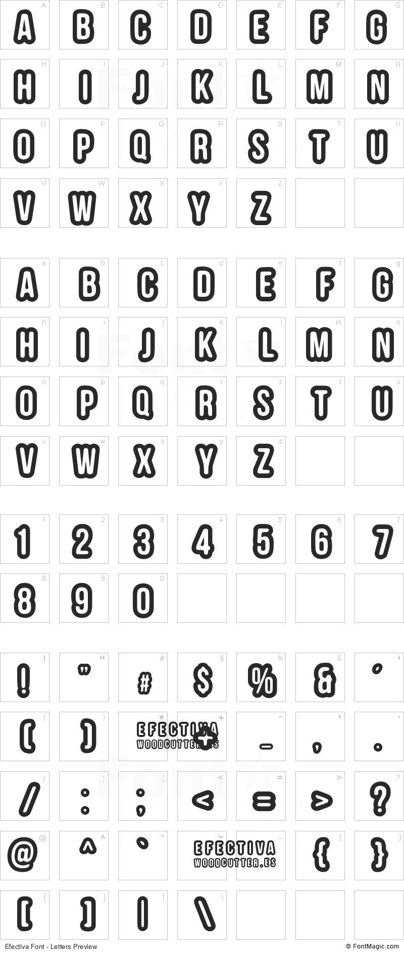 Efectiva Font - All Latters Preview Chart