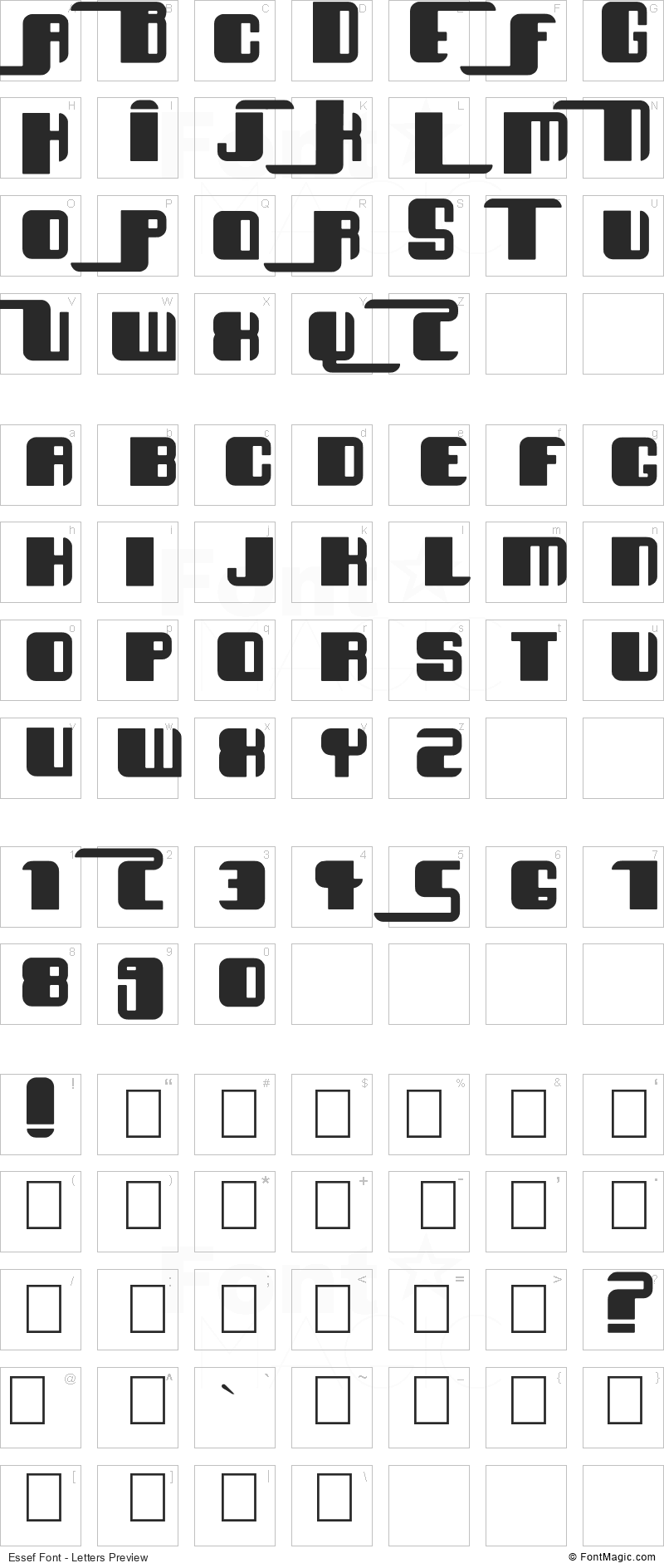 Essef Font - All Latters Preview Chart