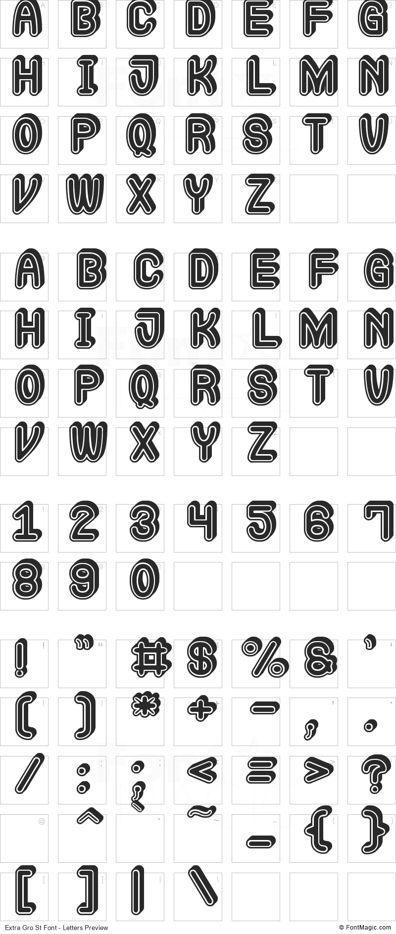 Extra Gro St Font - All Latters Preview Chart