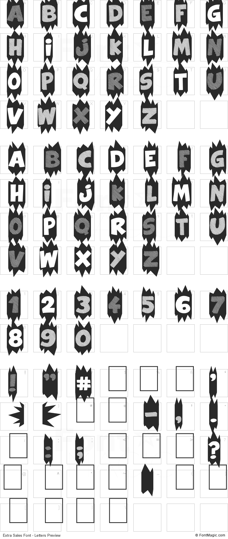 Extra Sales Font - All Latters Preview Chart