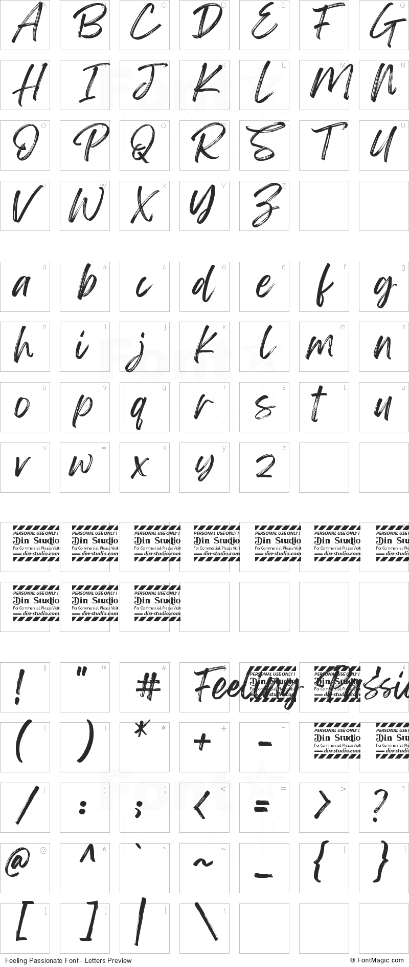 Feeling Passionate Font - All Latters Preview Chart