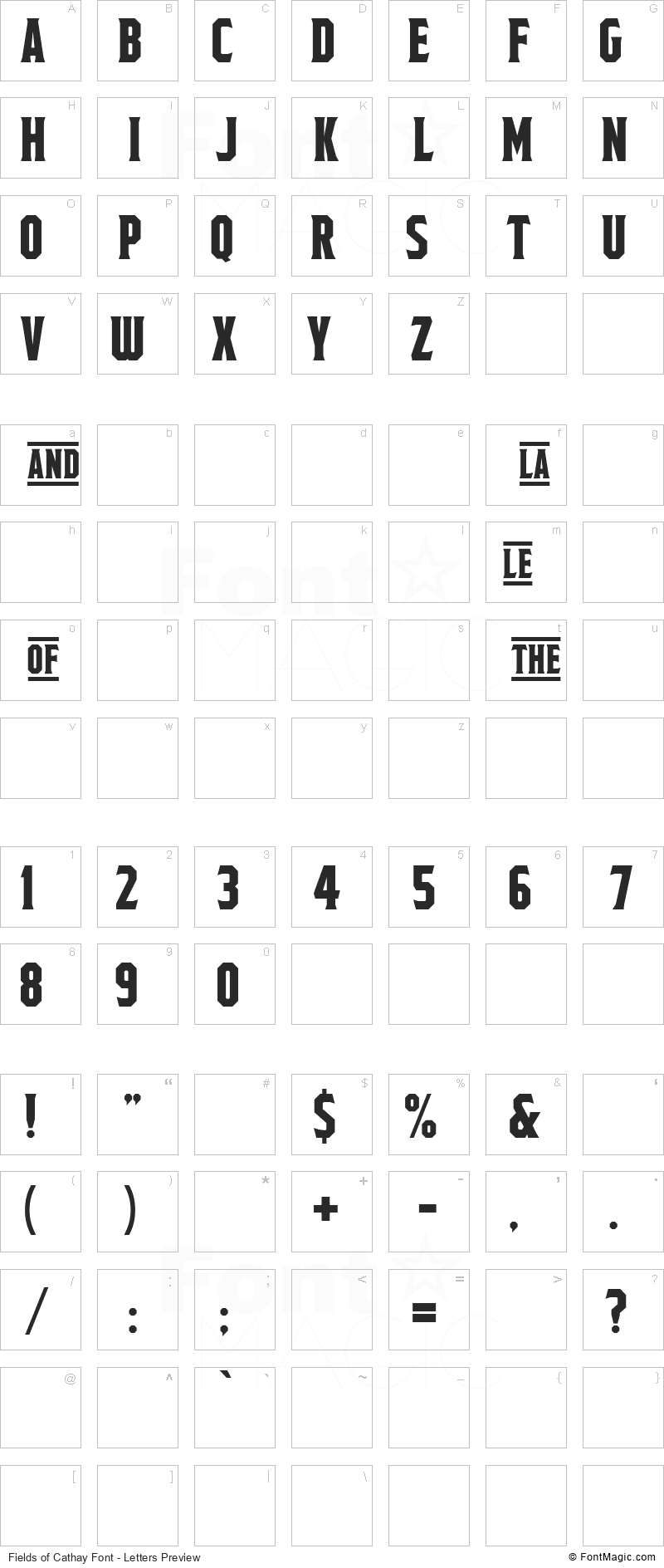 Fields of Cathay Font - All Latters Preview Chart