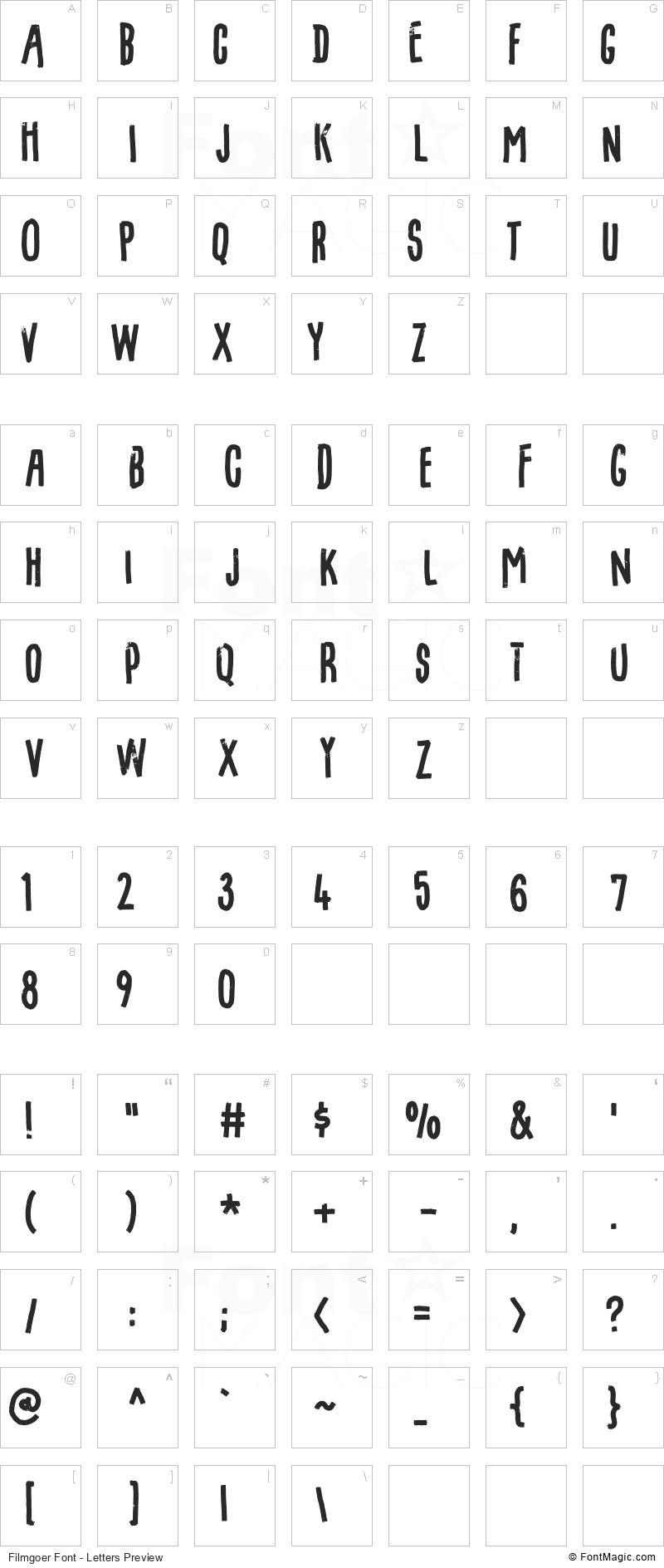 Filmgoer Font - All Latters Preview Chart