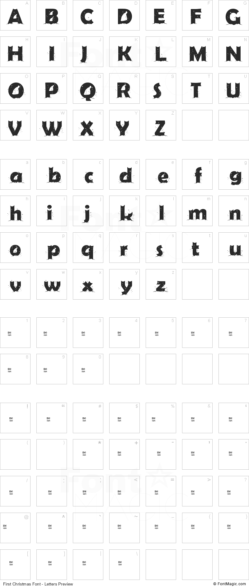 First Christmas Font - All Latters Preview Chart
