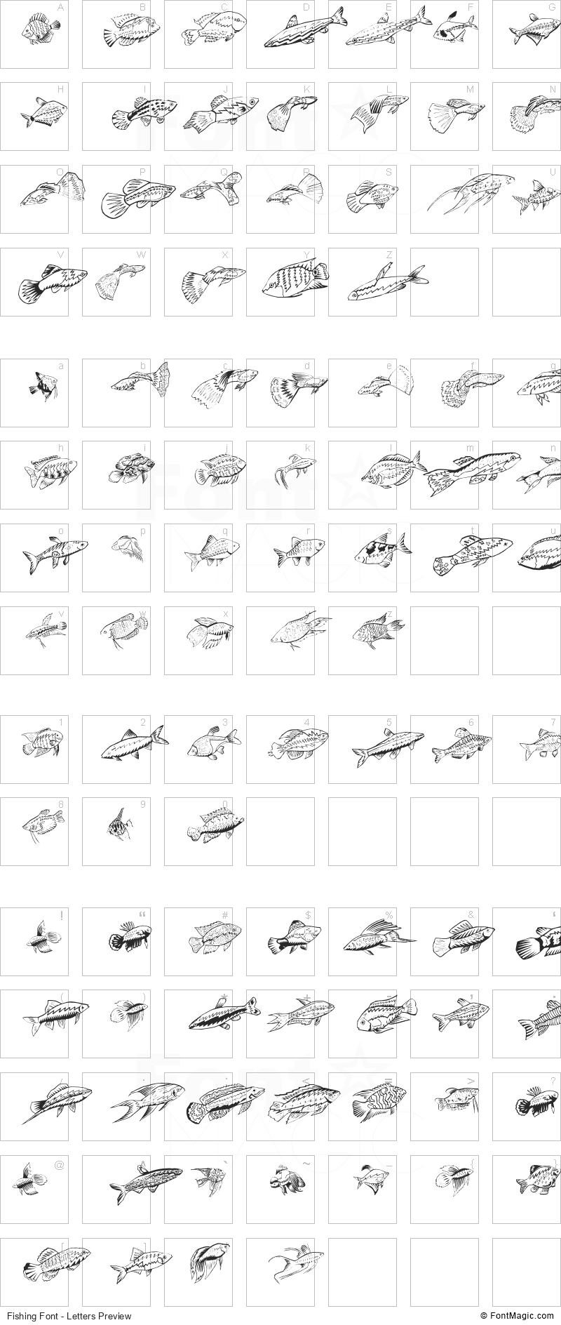 Fishing Font - All Latters Preview Chart