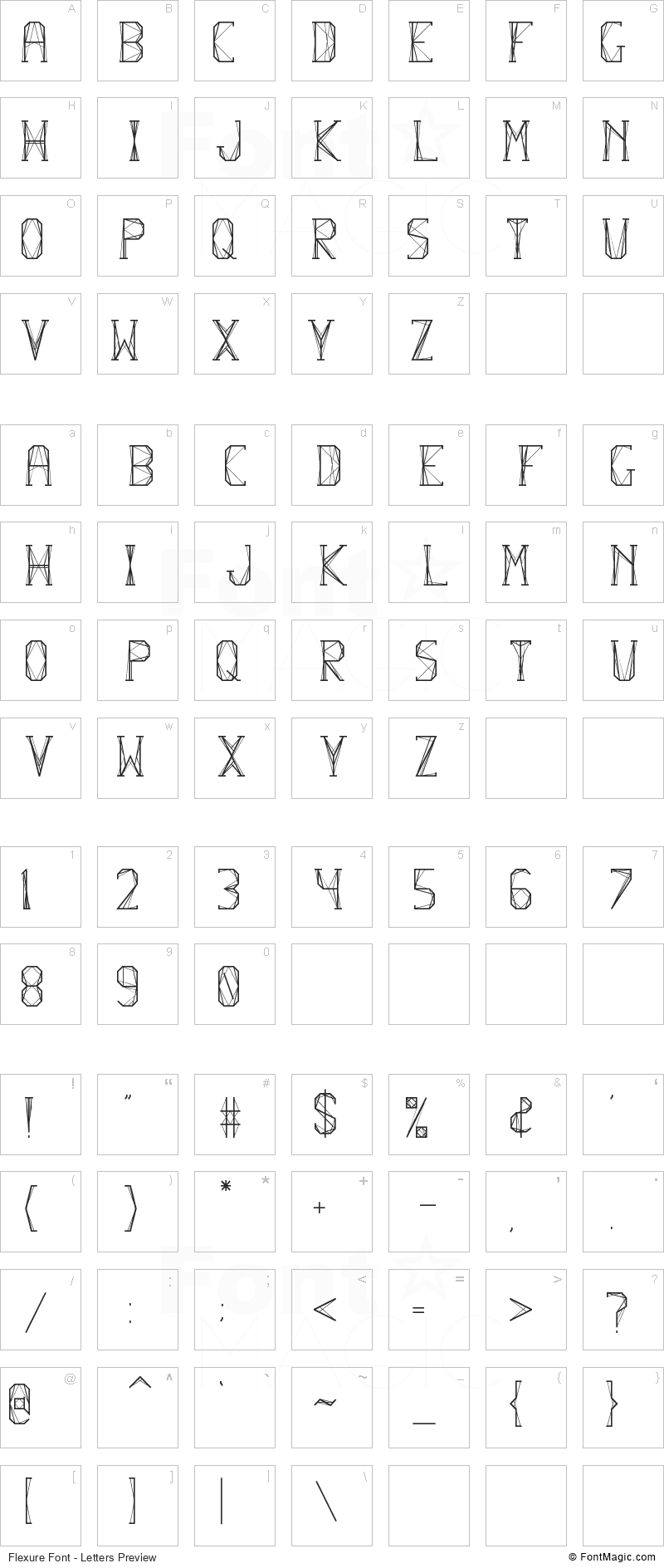 Flexure Font - All Latters Preview Chart