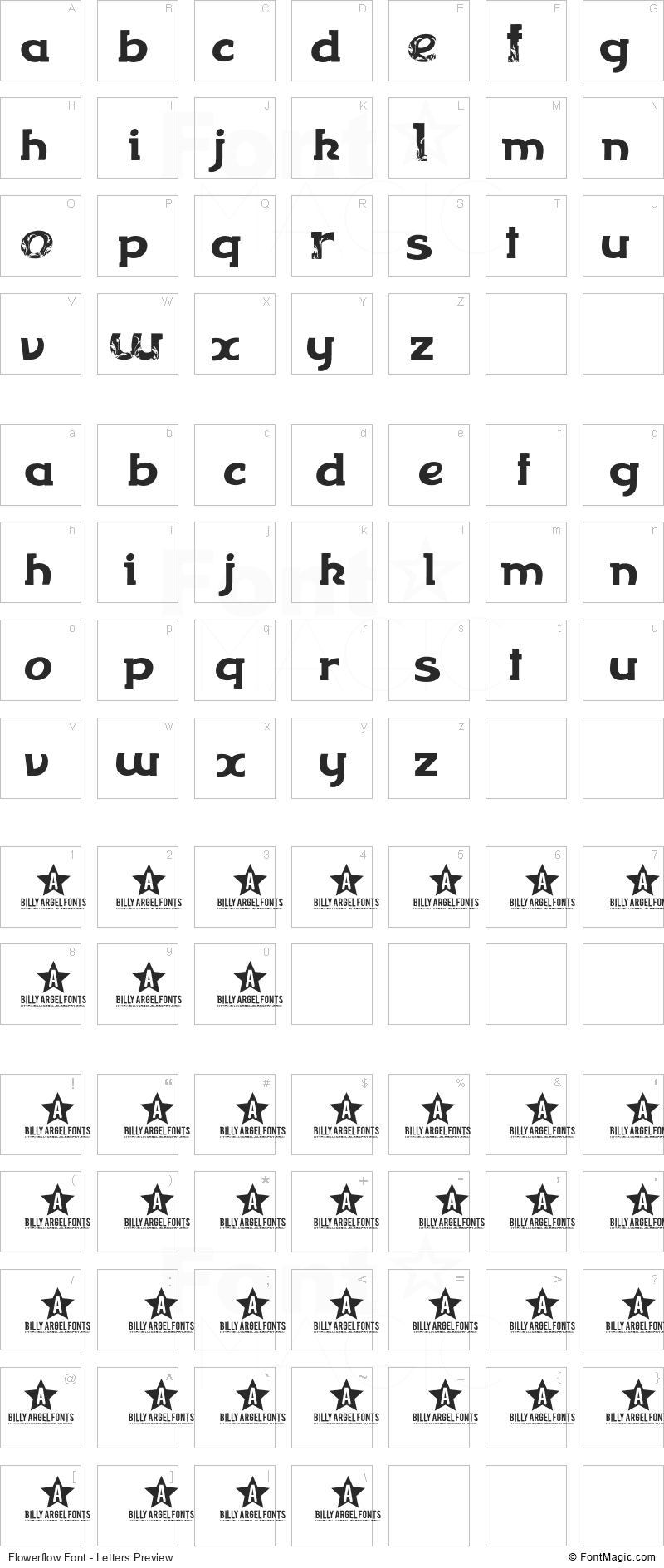 Flowerflow Font - All Latters Preview Chart
