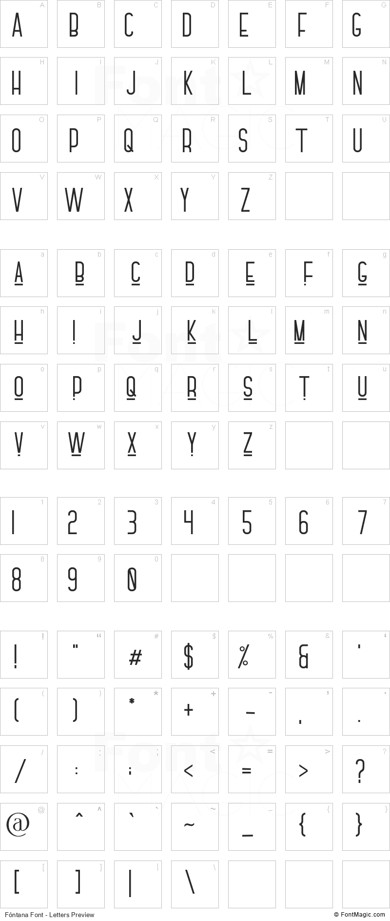 Fóntana Font - All Latters Preview Chart