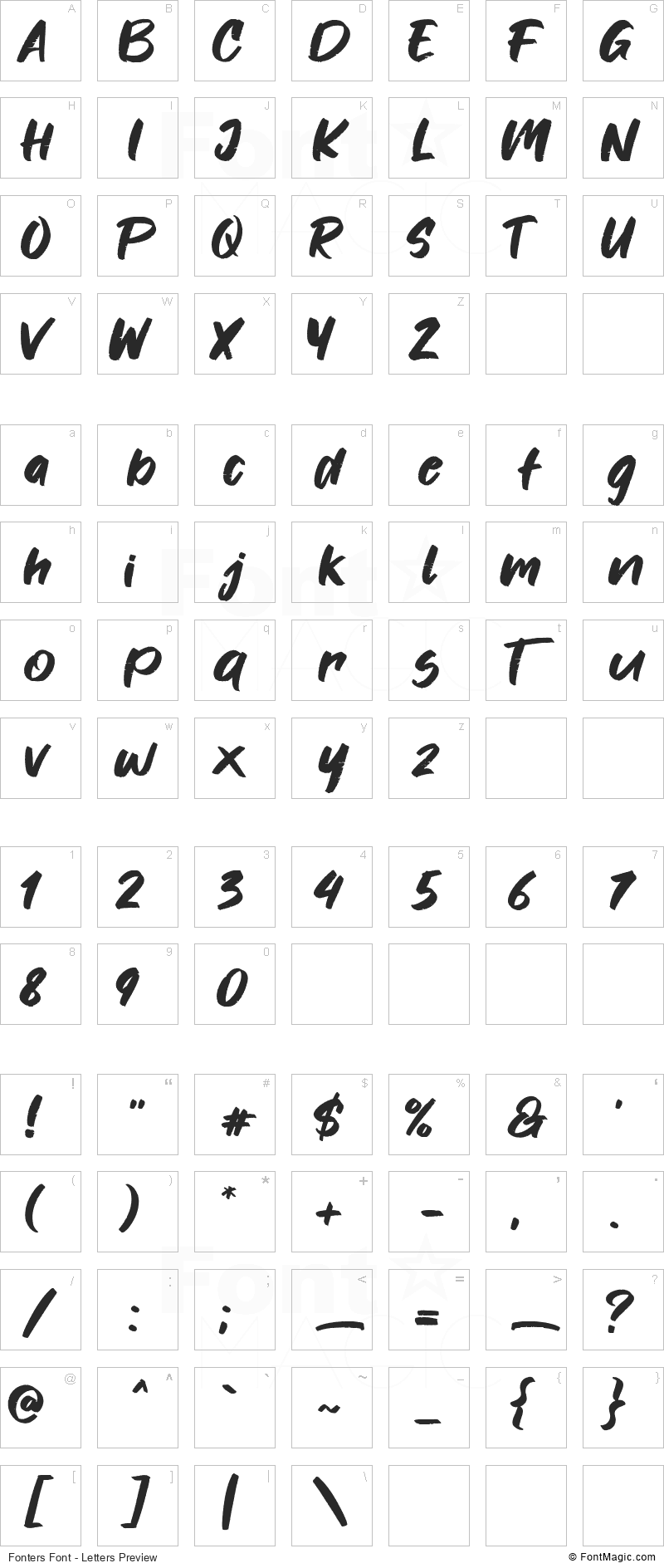 Fonters Font - All Latters Preview Chart