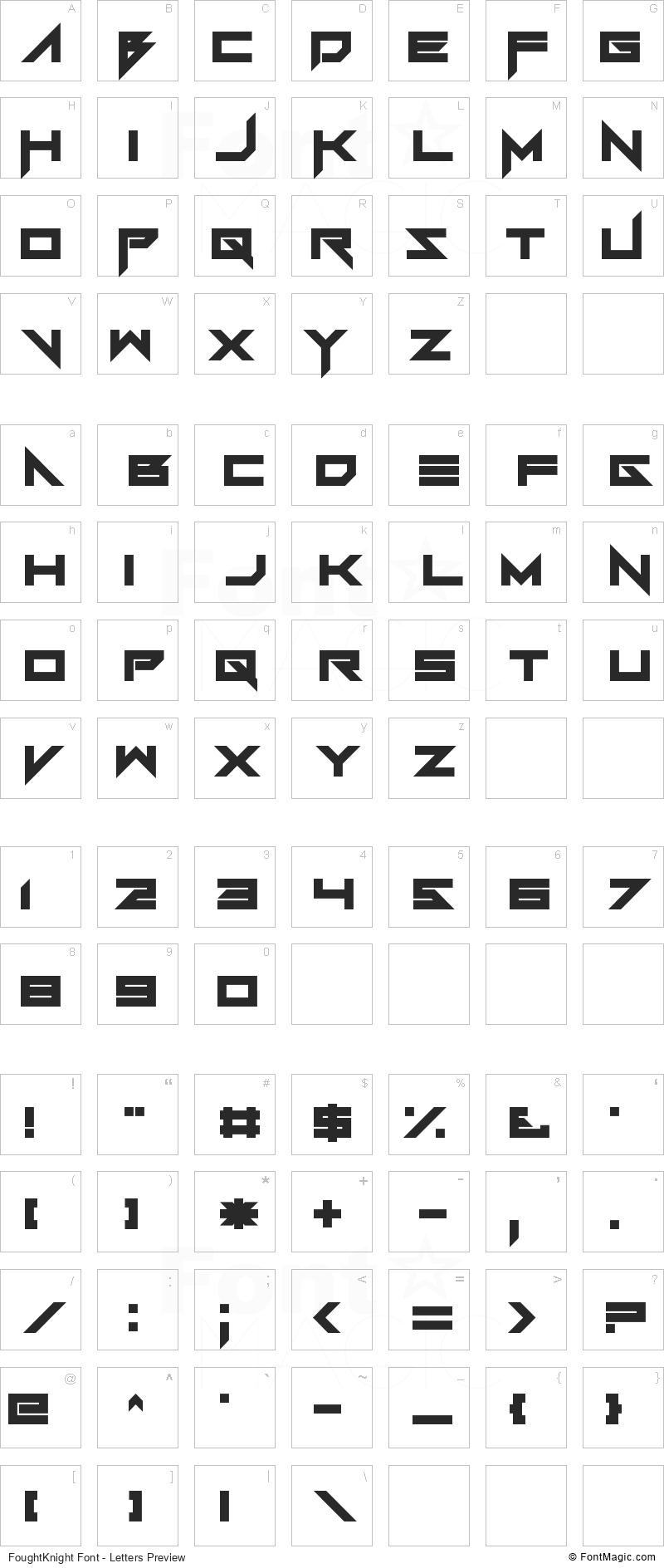 FoughtKnight Font - All Latters Preview Chart