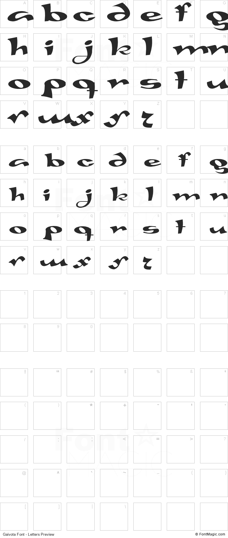 Gaivota Font - All Latters Preview Chart