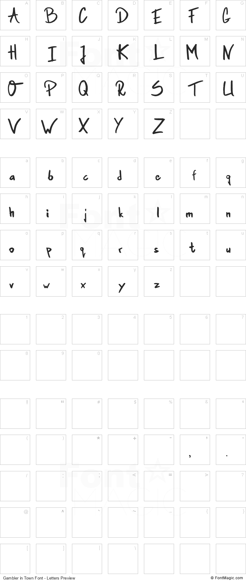 Gambler in Town Font - All Latters Preview Chart