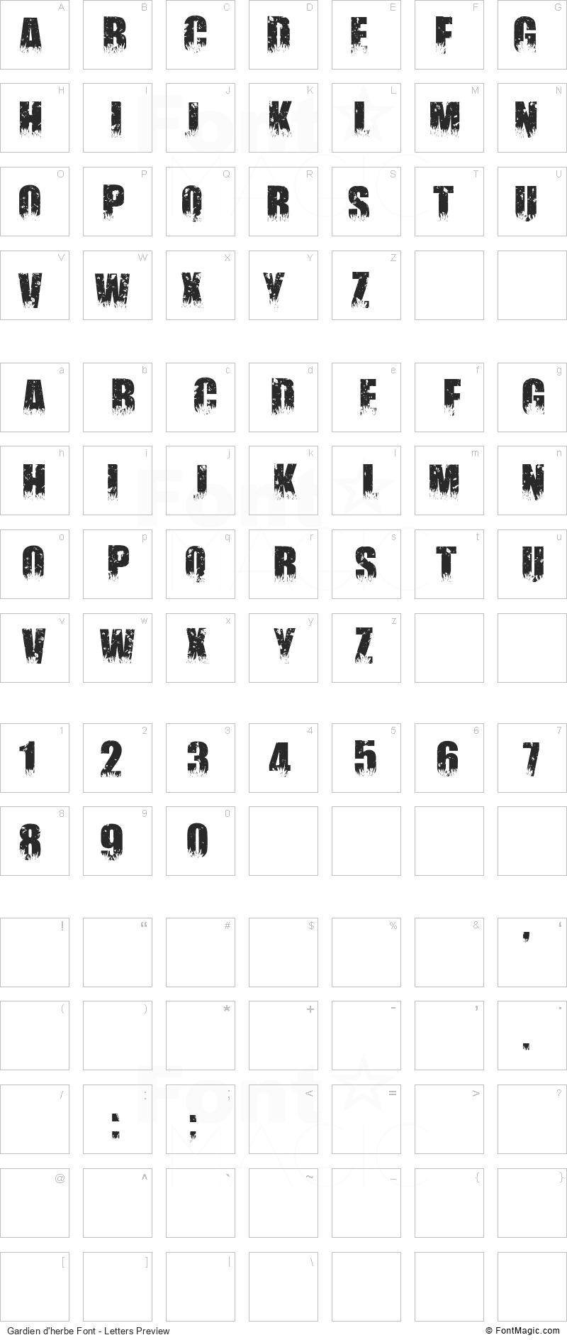 Gardien d’herbe Font - All Latters Preview Chart