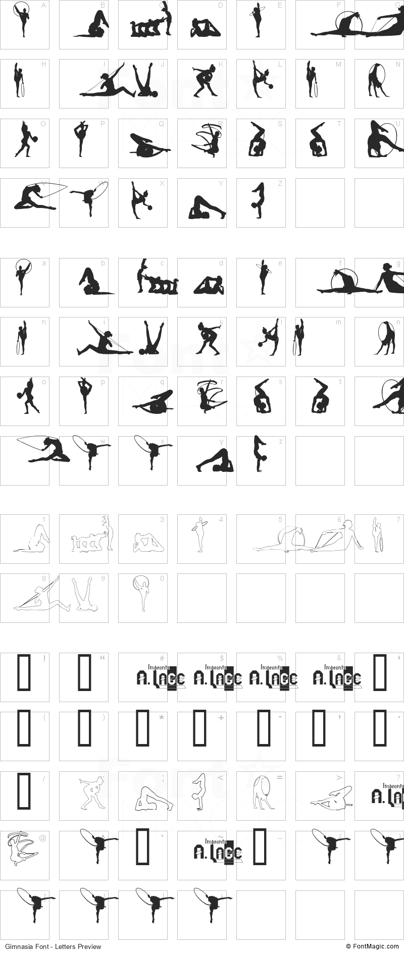 Gimnasia Font - All Latters Preview Chart