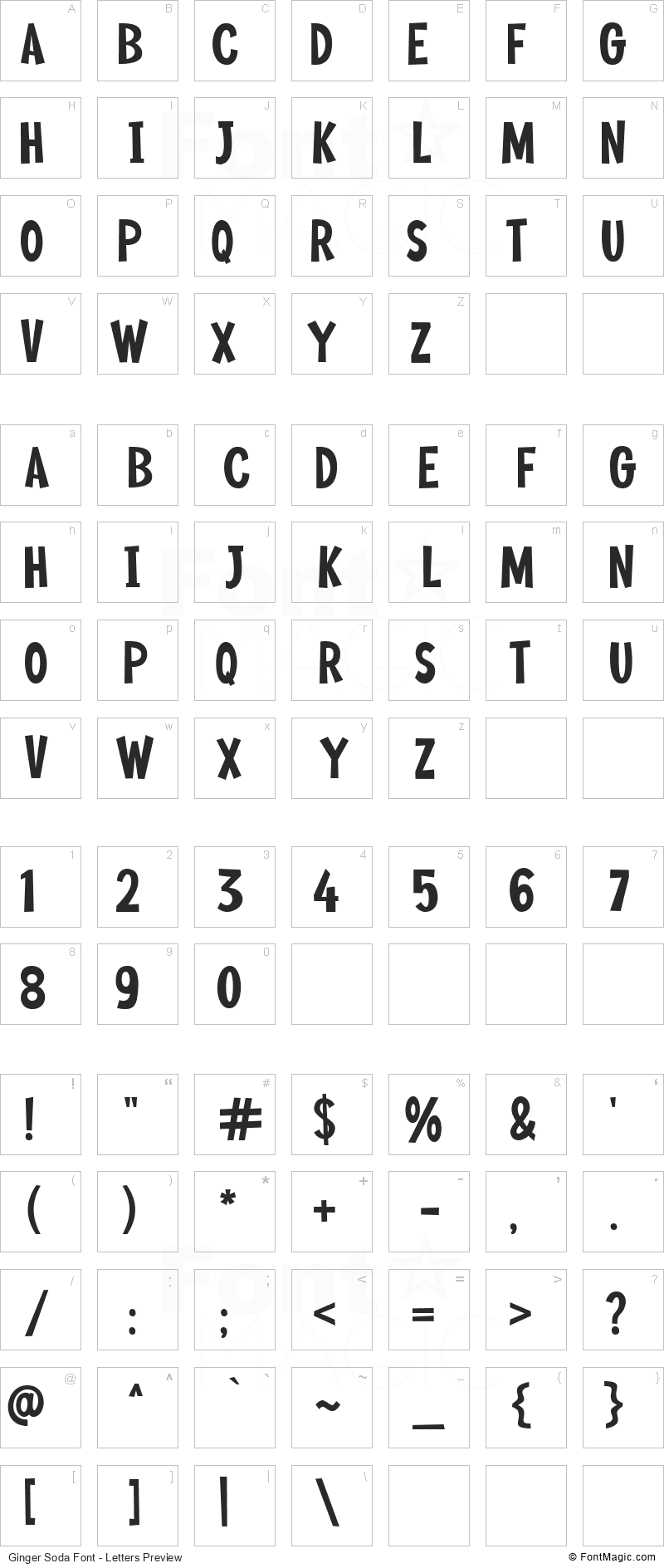 Ginger Soda Font - All Latters Preview Chart