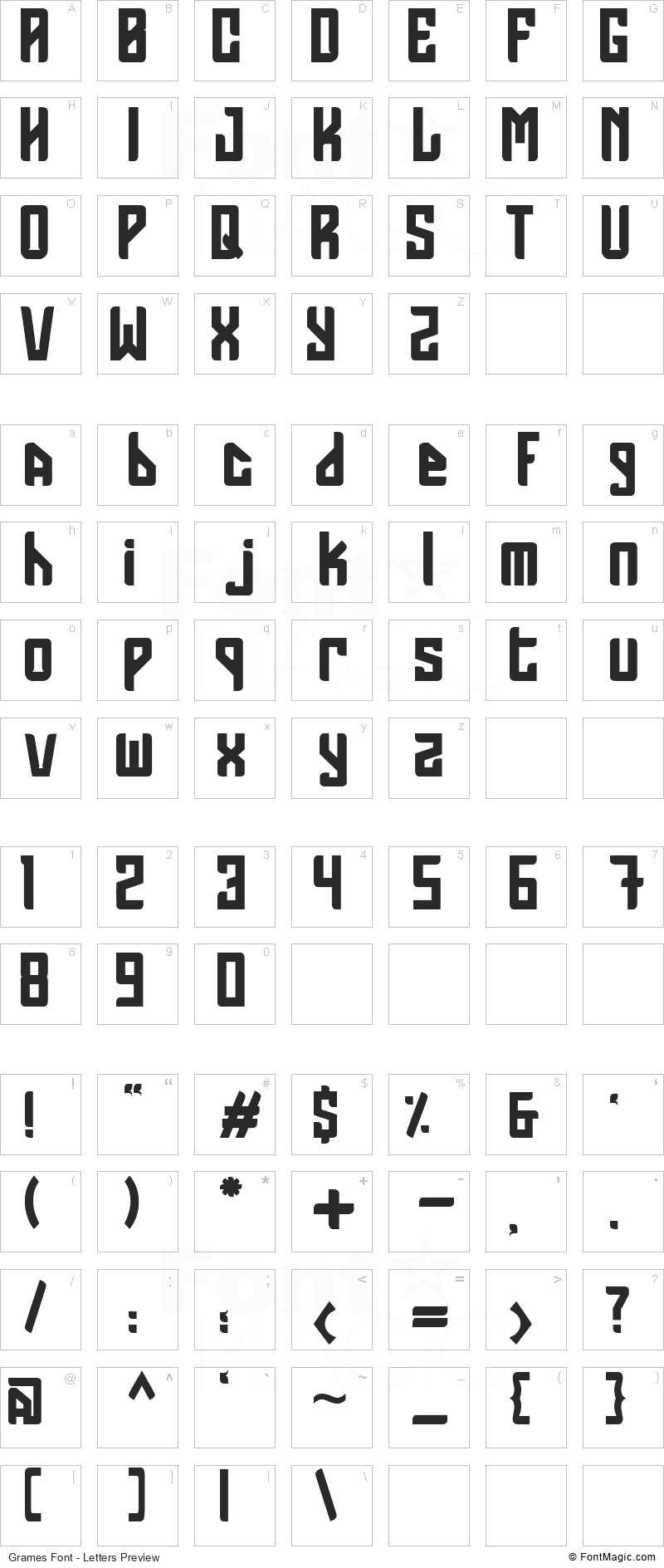 Grames Font - All Latters Preview Chart