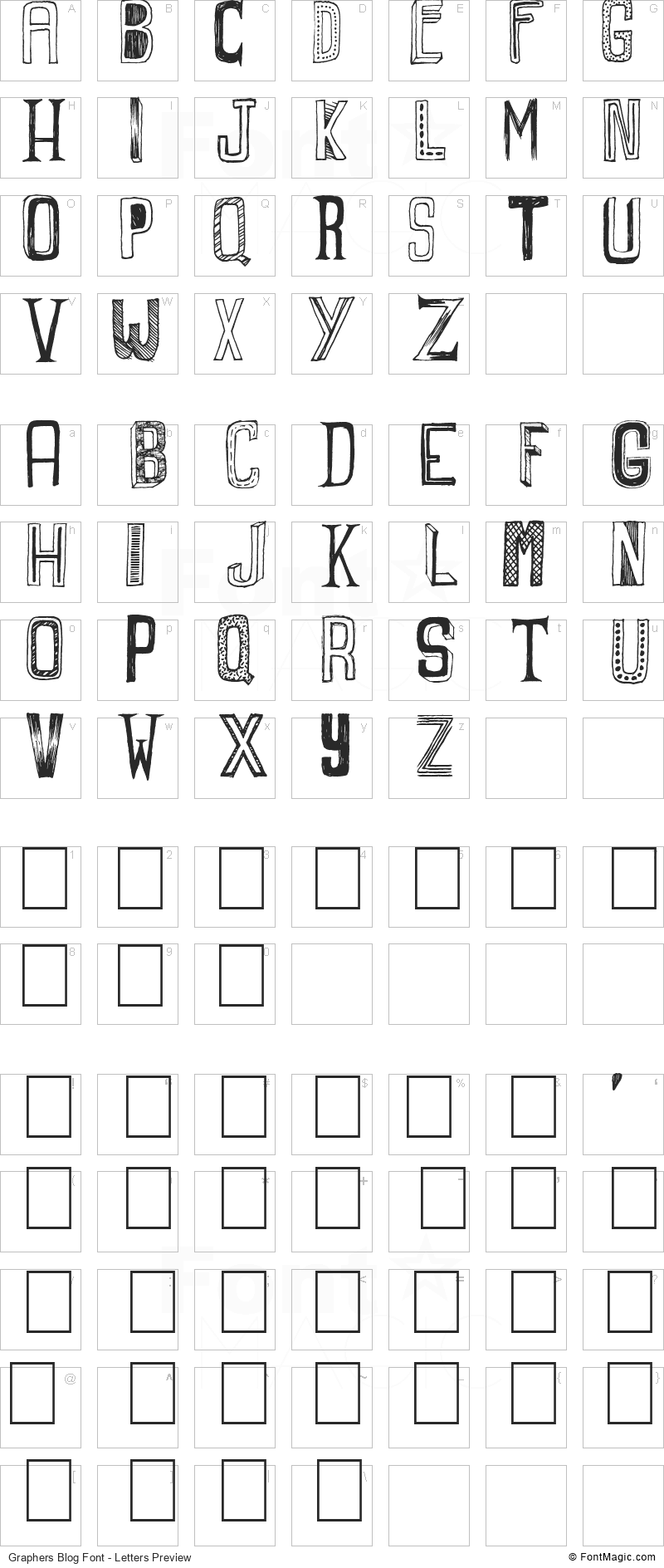 Graphers Blog Font - All Latters Preview Chart