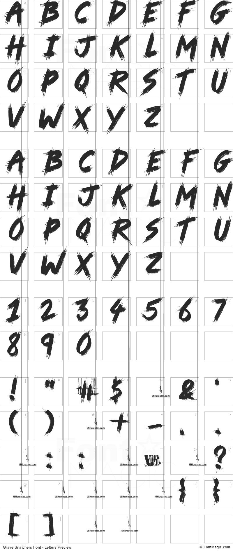 Grave Snatchers Font - All Latters Preview Chart