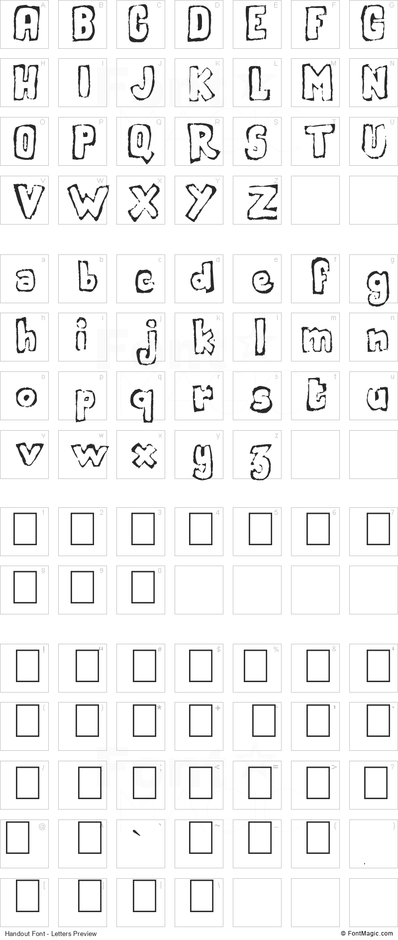 Handout Font - All Latters Preview Chart