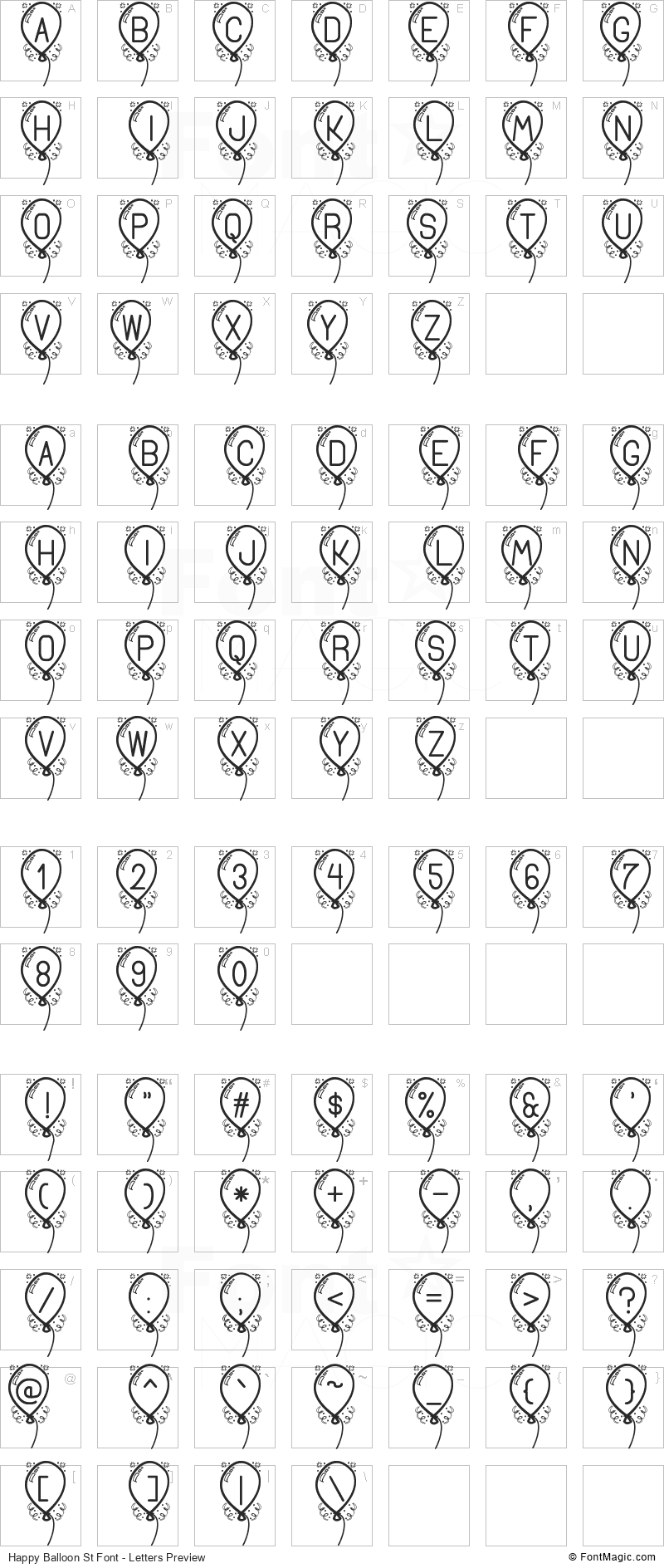 Happy Balloon St Font - All Latters Preview Chart