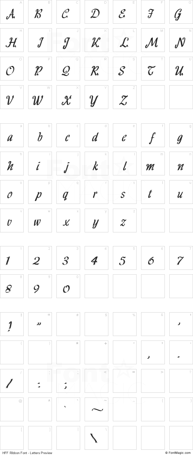 HFF Ribbon Font - All Latters Preview Chart