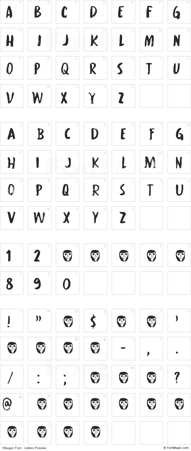 Hibagon Font - All Latters Preview Chart