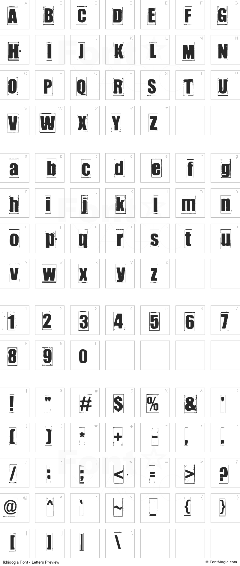 Ikhioogla Font - All Latters Preview Chart
