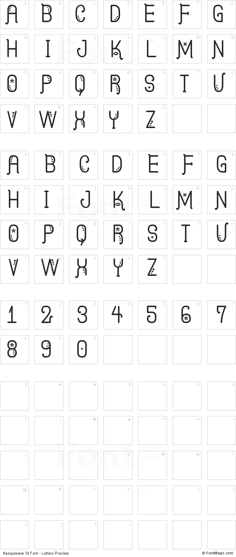 Kasquiwane St Font - All Latters Preview Chart