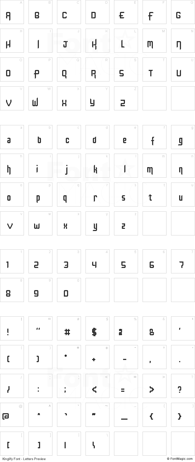 Kinglify Font - All Latters Preview Chart