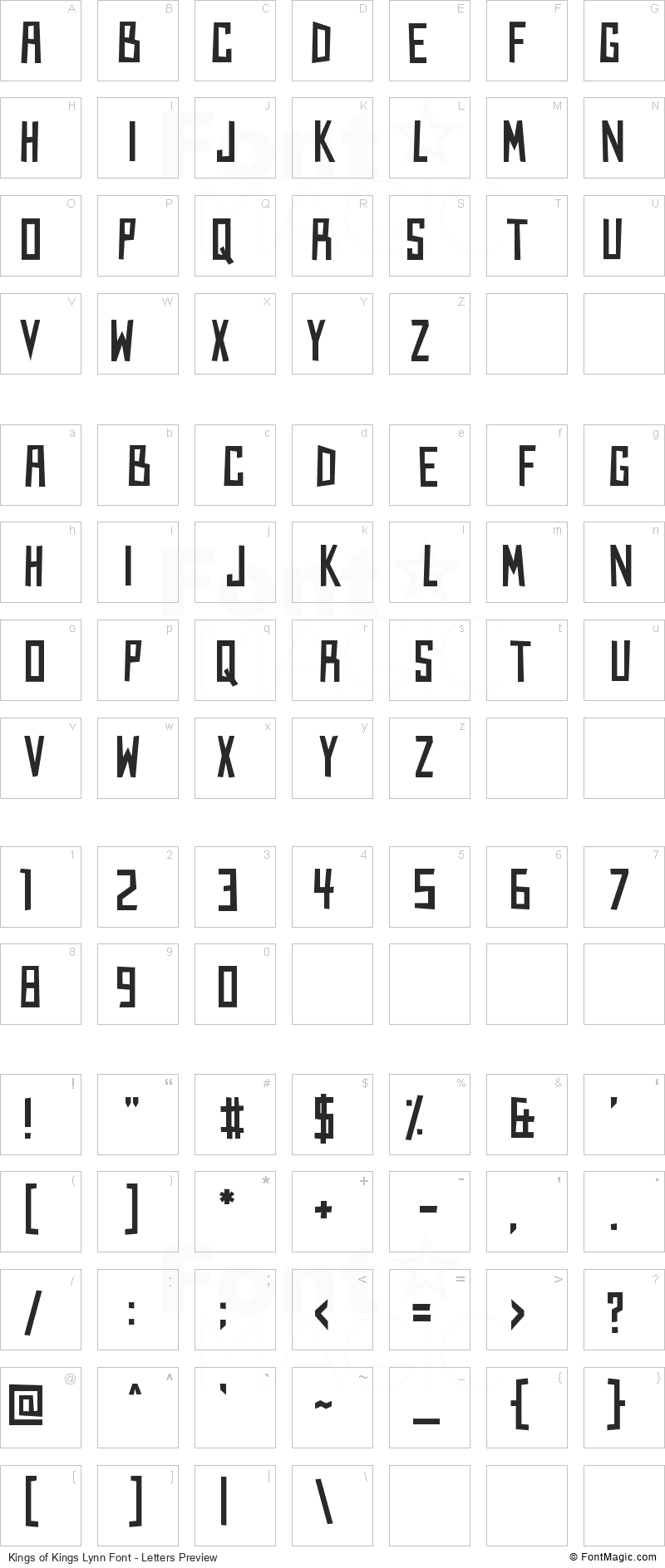 Kings of Kings Lynn Font - All Latters Preview Chart