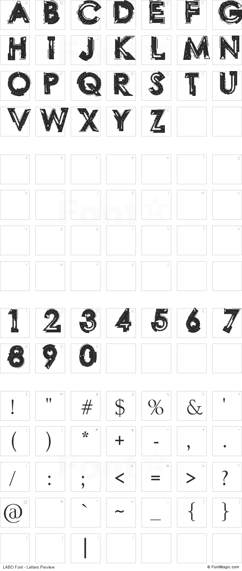 LABO Font - All Latters Preview Chart