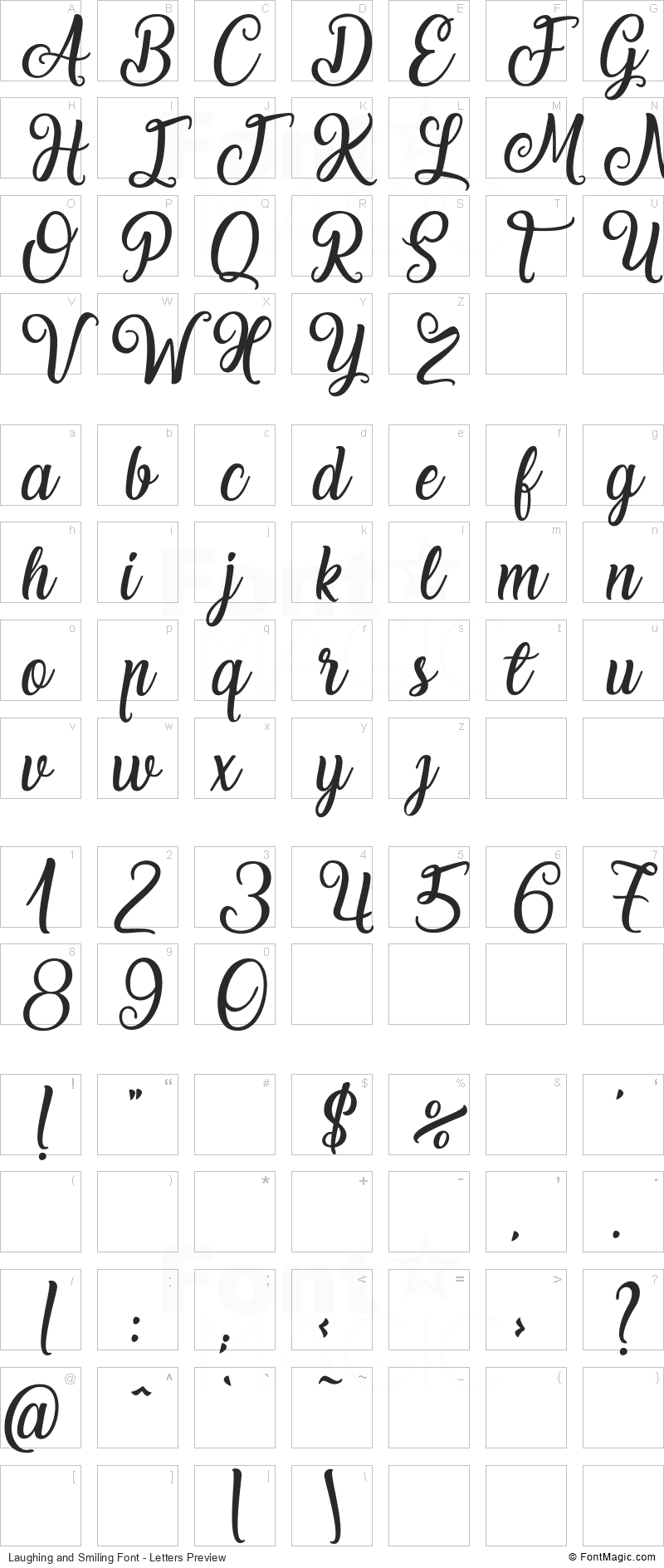 Laughing and Smiling Font - All Latters Preview Chart