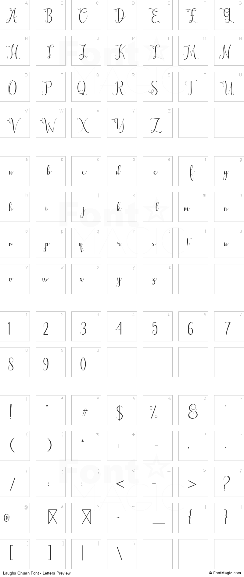 Laughs Qhuan Font - All Latters Preview Chart