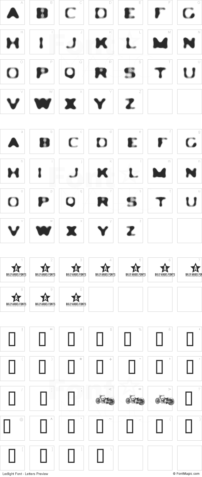Ledlight Font - All Latters Preview Chart