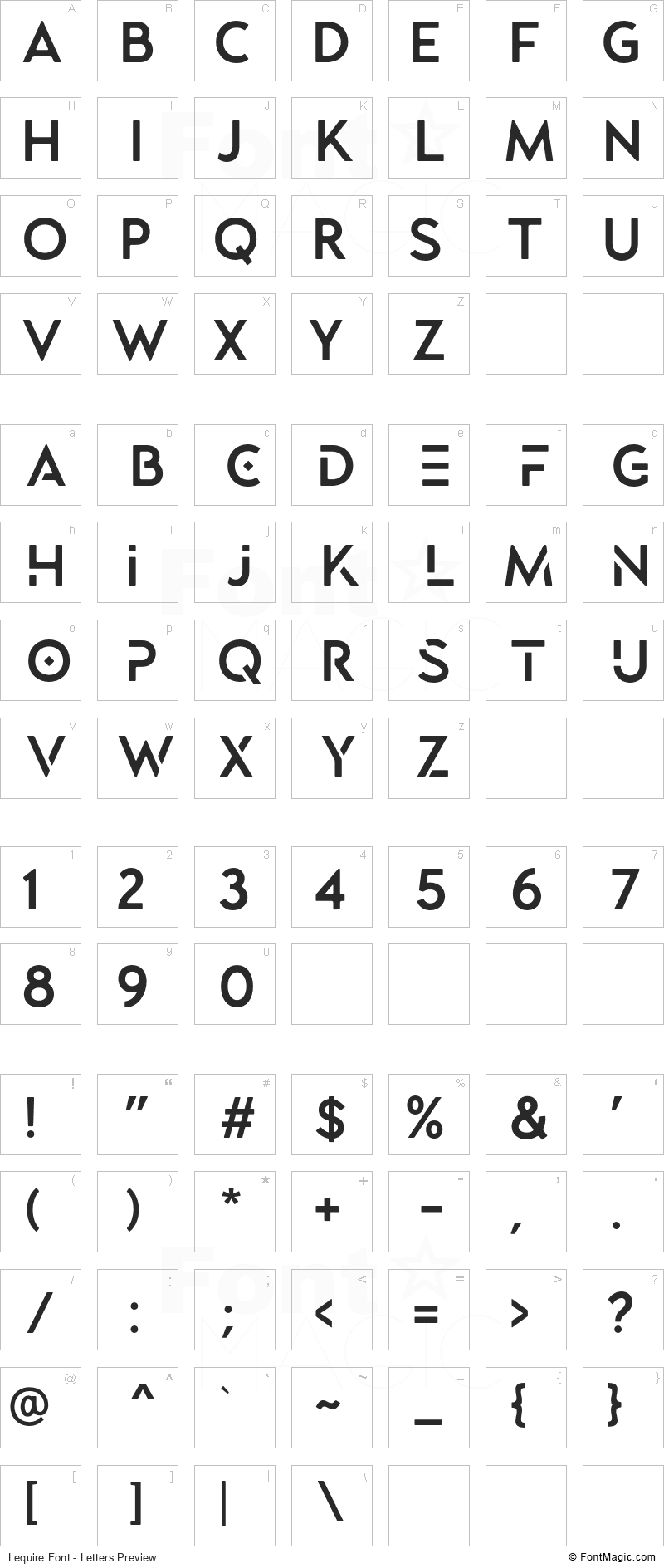 Lequire Font - All Latters Preview Chart